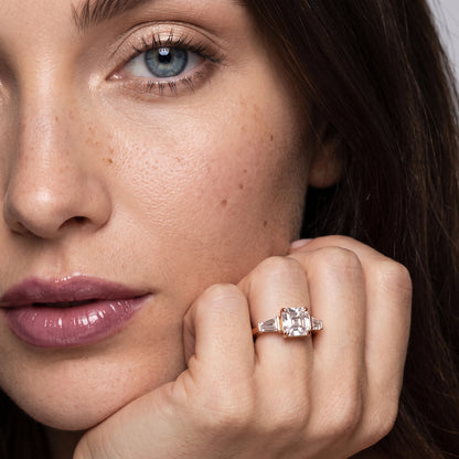 Layla Tapered Baguette Asscher Diamond Ring in Rose Gold - model.jpg