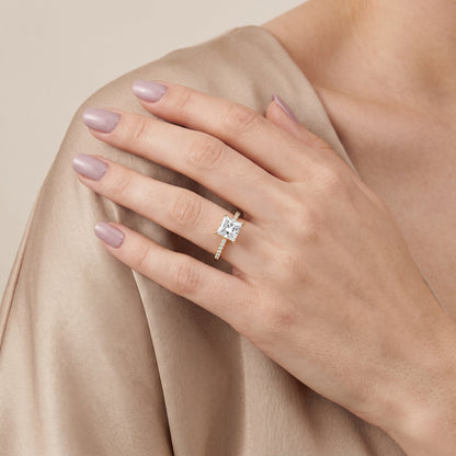 Rosie Solitaire Basket Princess Diamond Engagement Ring in Yellow Gold - model.jpg