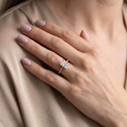 Rosie Solitaire Basket Radiant Diamond Engagement Ring in Rose Gold - model.jpg