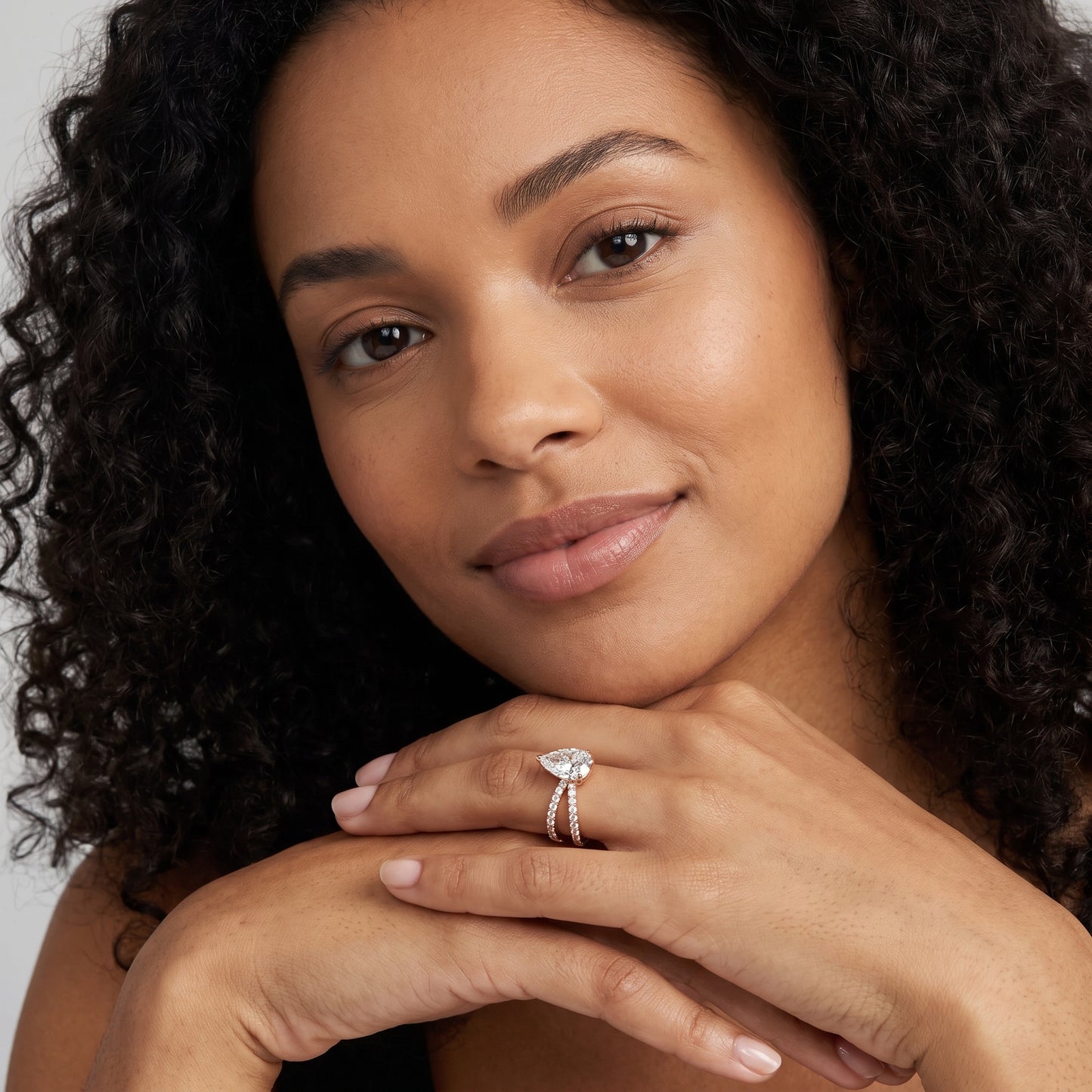 Lior Criss Cross Pavé Pear Diamond Engagement Ring in Rose Gold - model.jpg