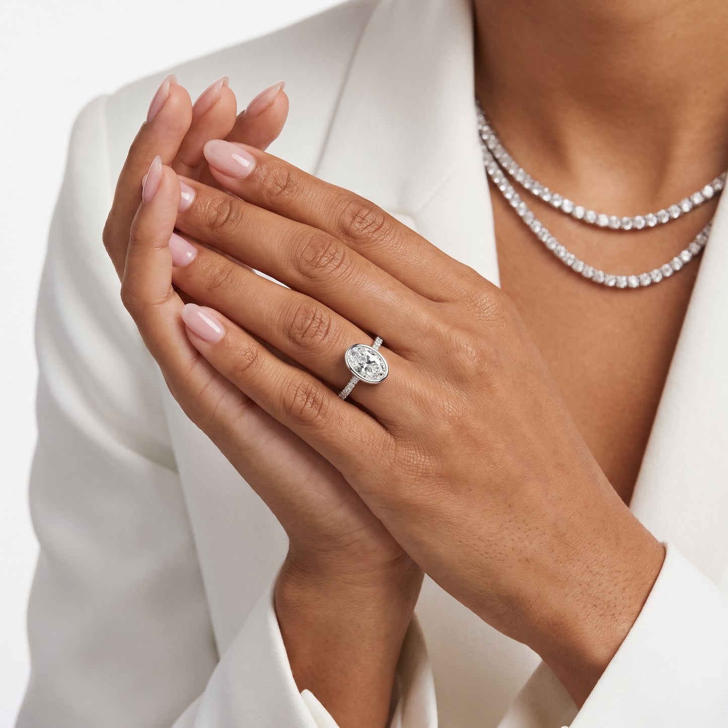 Cora Bezel Pavé Oval Diamond Ring in White Gold - model.jpg