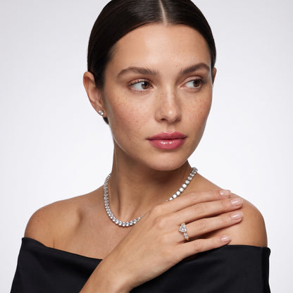 Sorrel Graduated Seven-Stone Heart Diamond Engagement Ring in Silver - model.jpg