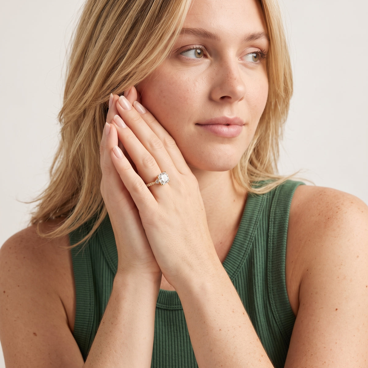 Alethea Three-Stone Pavé Cushion Diamond Engagement Ring in Platinum - model.jpg