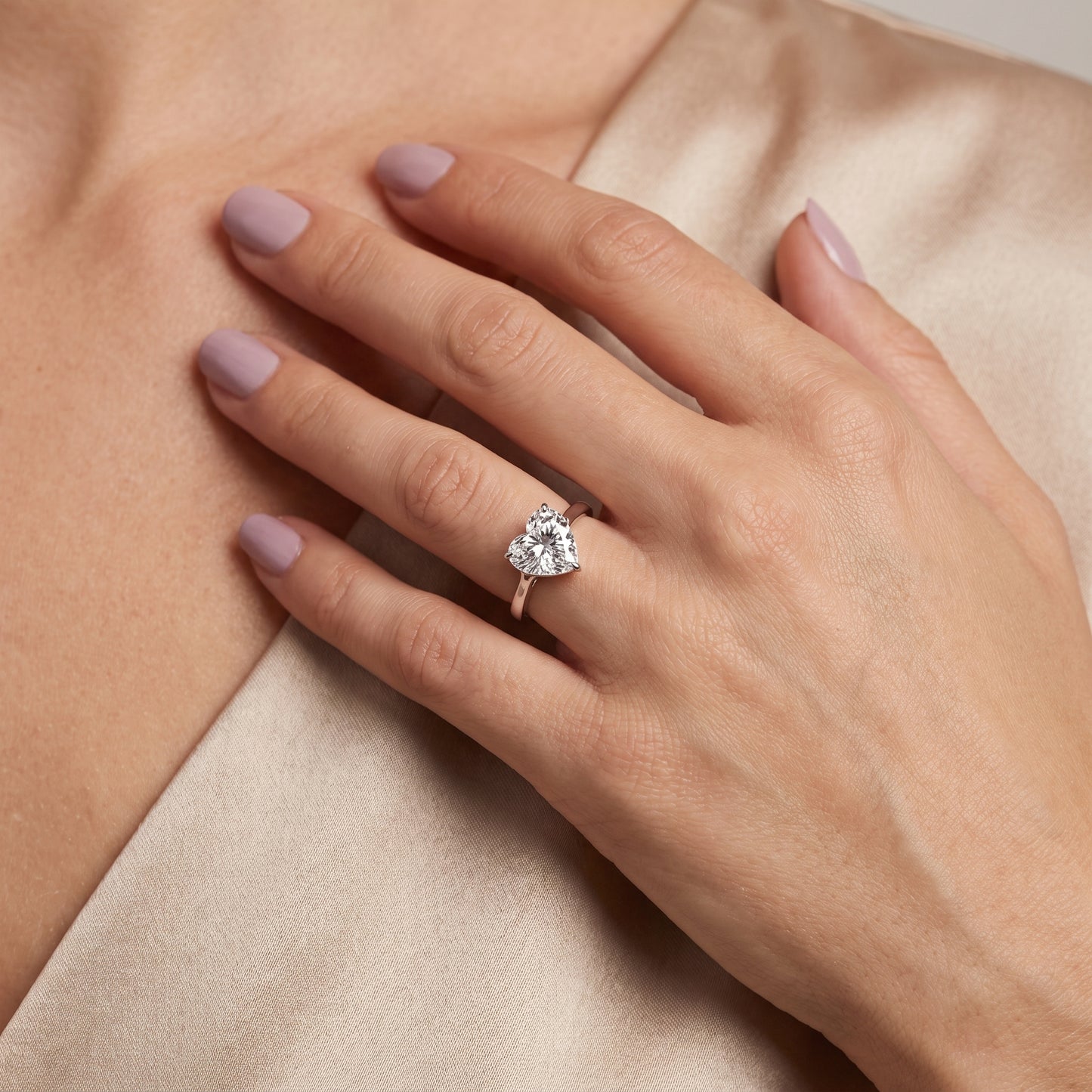 Anais Trellis Solitaire Heart Diamond Engagement Ring in Platinum - model.jpg