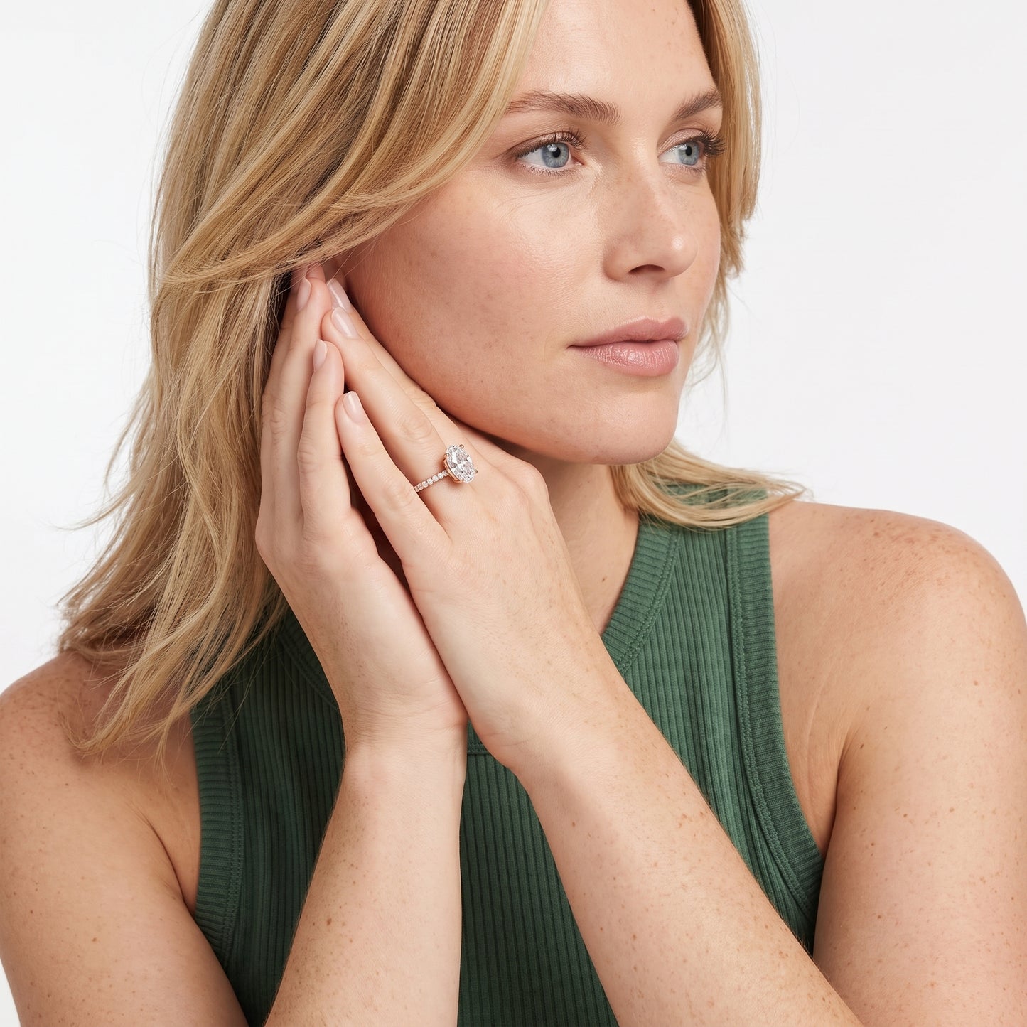 Aisha Pavé Solitaire Oval Diamond Engagement Ring in Rose Gold - model.jpg