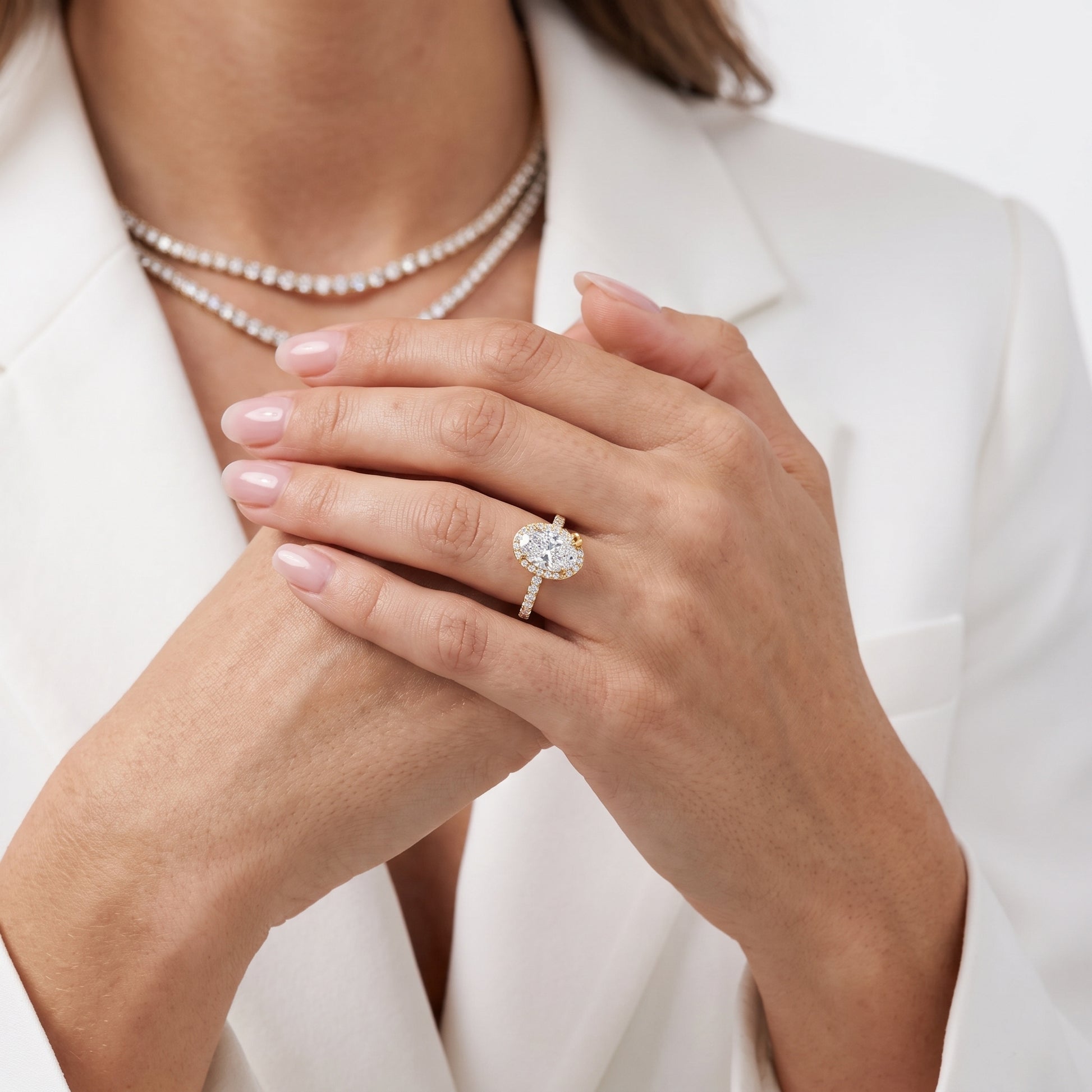 Chloe Halo Pavé Oval Diamond Ring in Yellow Gold - model.jpg