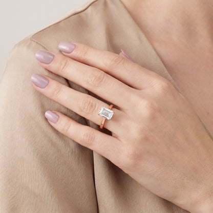 Kaia Solitaire Emerald Diamond Ring in Rose Gold - model.jpg
