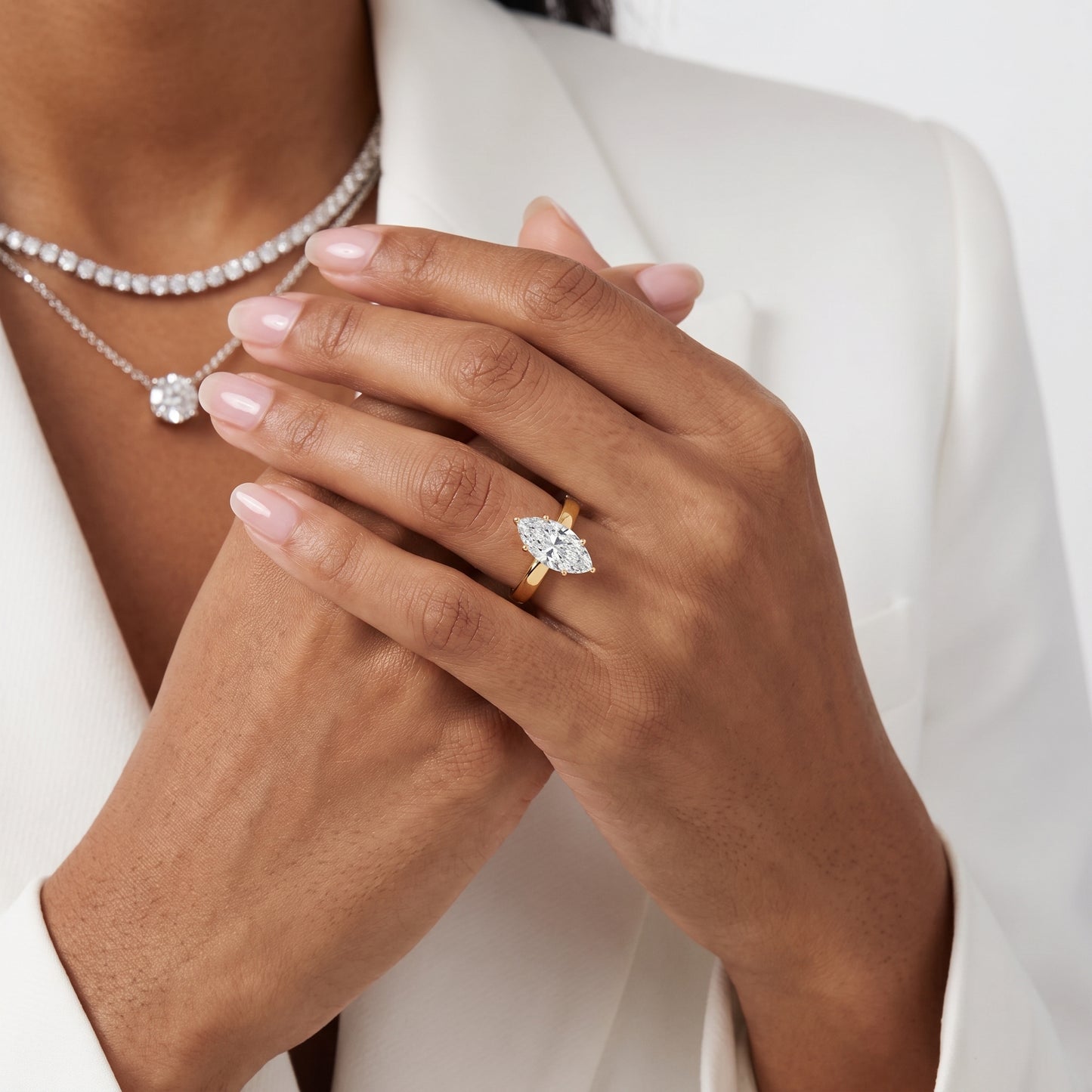 Lara Hidden Halo Marquise Diamond Engagement Ring in Yellow Gold - model.jpg