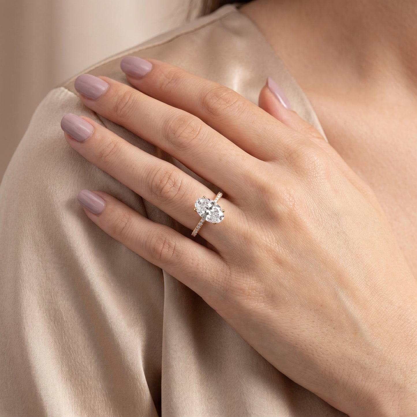Violet Hidden Halo Pavé Oval Diamond Ring in Yellow Gold - model.jpg