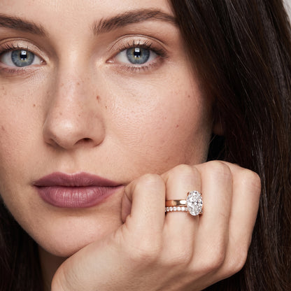 Veda Split Shank Pavé Oval Diamond Engagement Ring in Rose Gold - model.jpg