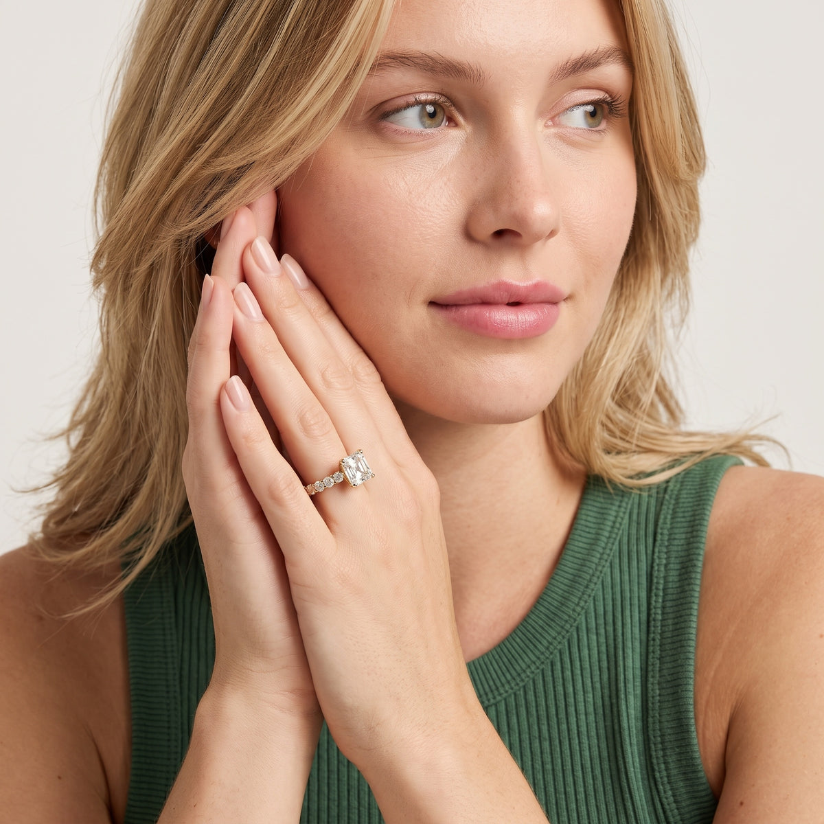 Leta Infinity Pavé Asscher Diamond Engagement Ring in Rose Gold - model.jpg