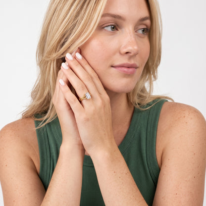 Jeanie Twist Solitaire Emerald Diamond Engagement Ring in Rose Gold - model.jpg