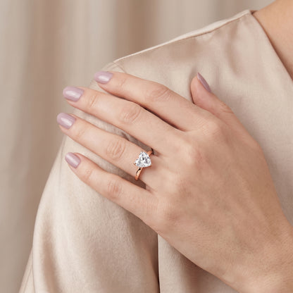 Liana Solitaire Claw Prong Heart Diamond Engagement Ring in Rose Gold - model.jpg