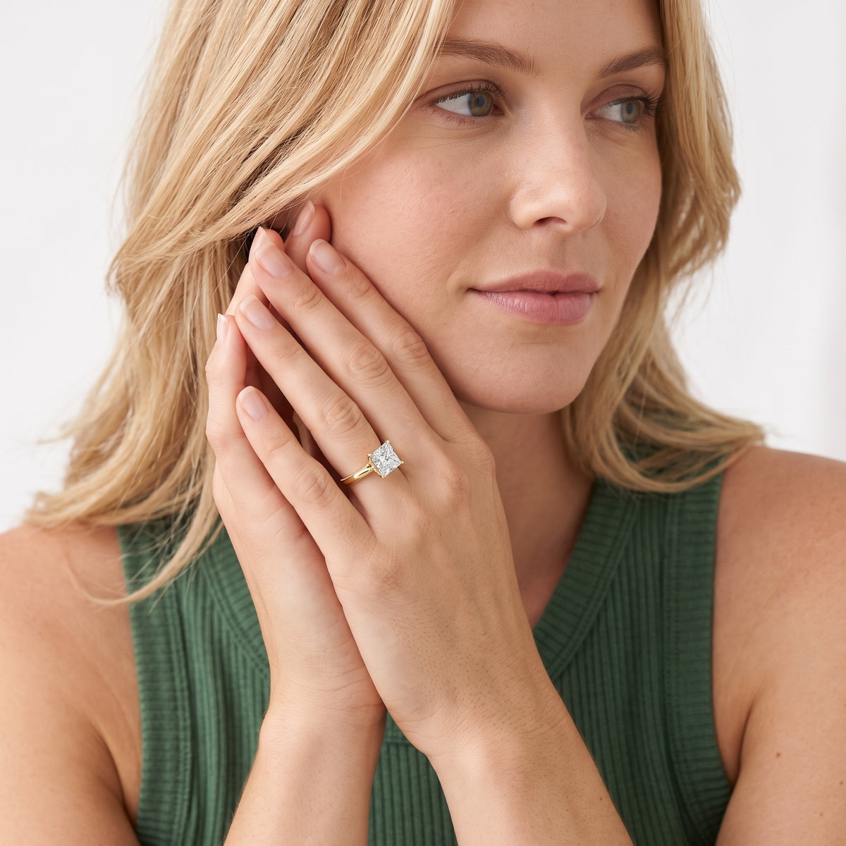 Lowell Hidden Halo Milgrain Princess Diamond Engagement Ring in Rose Gold - model.jpg