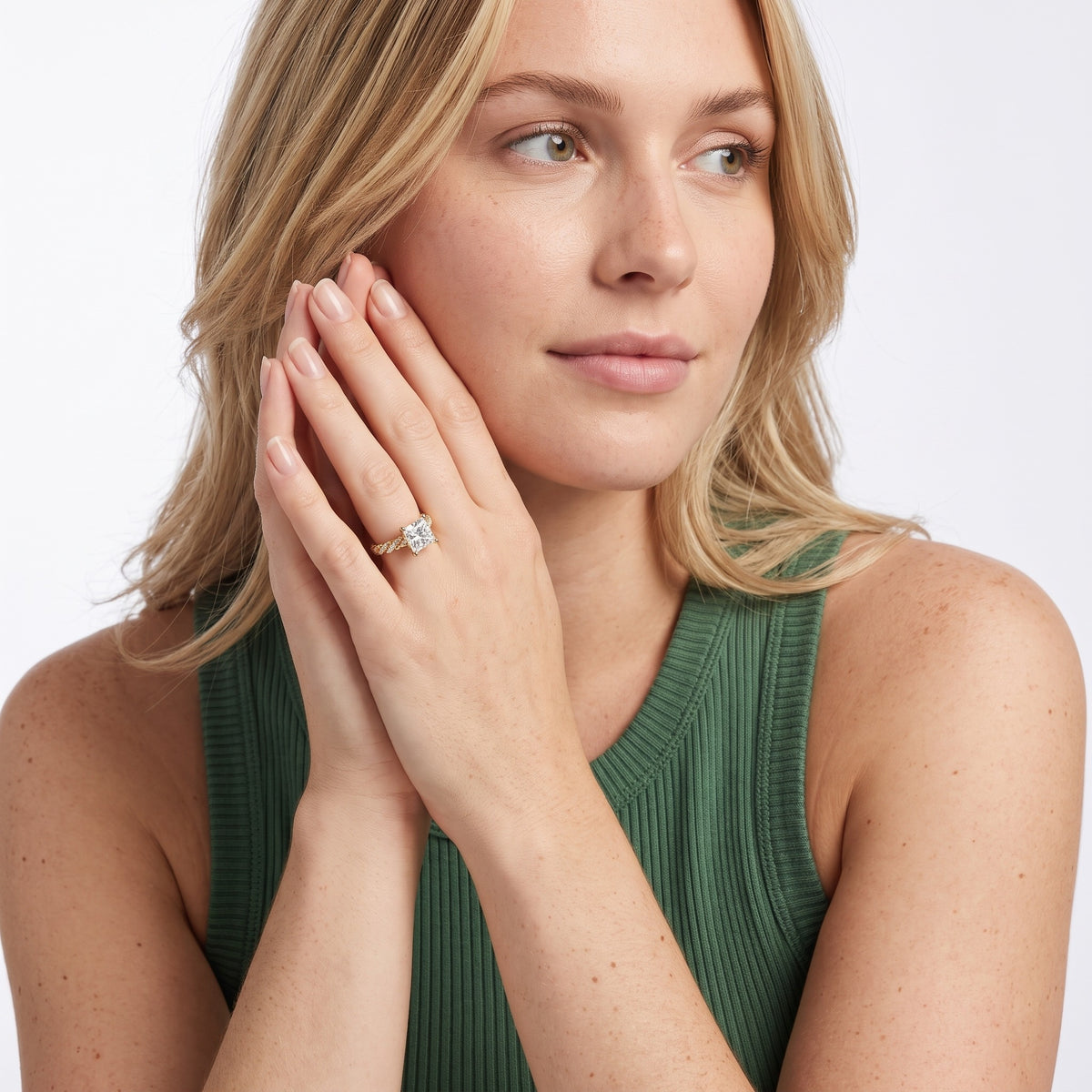 Claudia Twist Pavé Princess Diamond Engagement Ring in Silver - model.jpg