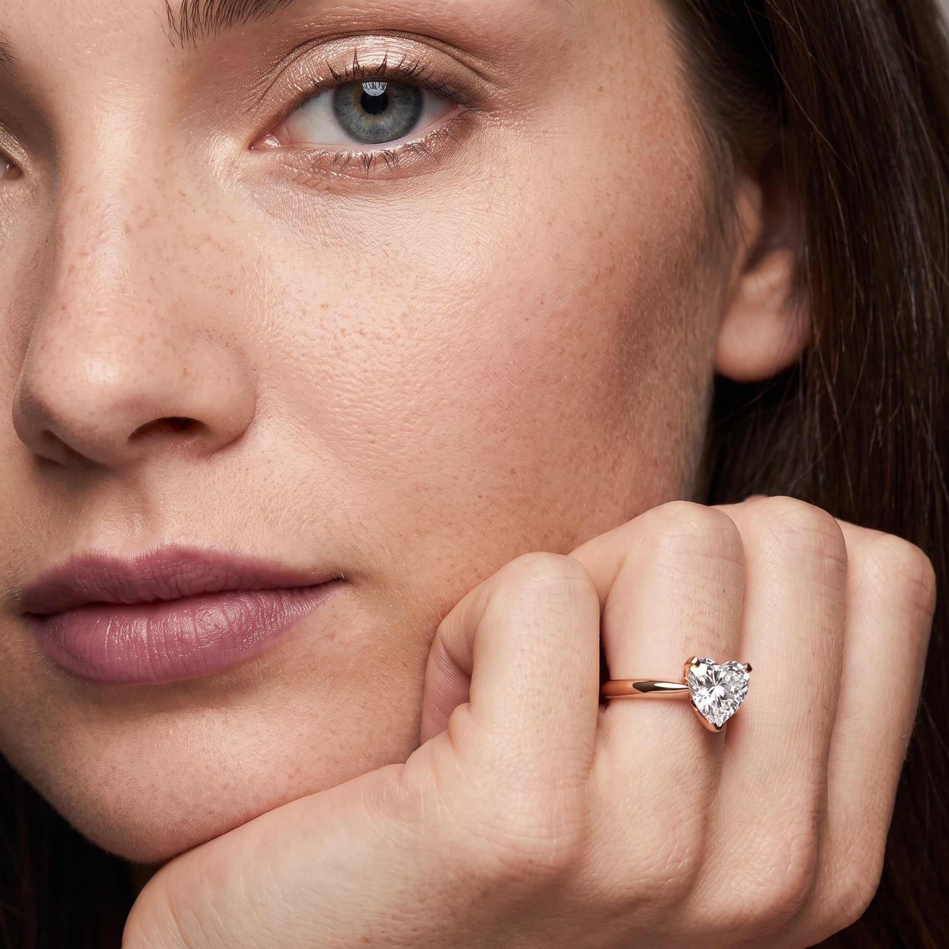 Amira Six-Prong Solitaire Heart Diamond Engagement Ring in Rose Gold - model.jpg