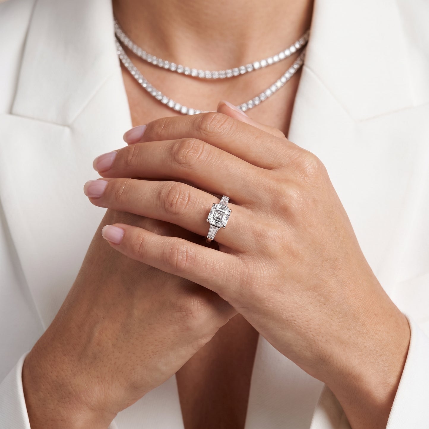 Zelda Tapered Baguette Asscher Diamond Engagement Ring in White Gold - model.jpg
