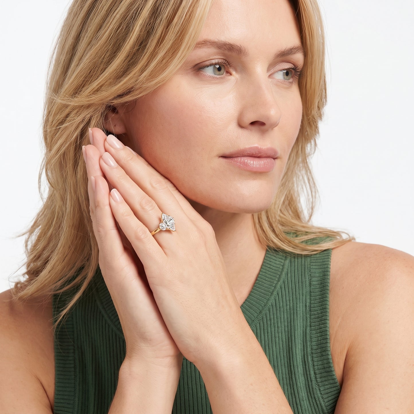 Romy Three-Stone Marquise Diamond Engagement Ring in Yellow Gold - model.jpg