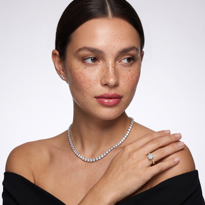 Allie Twist Pavé Cushion Diamond Engagement Ring in Silver - model.jpg