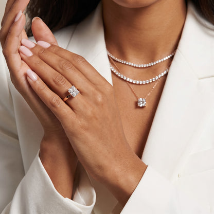 Delia Solitaire Radiant Diamond Engagement Ring in Rose Gold - model.jpg