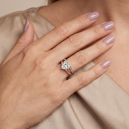 Giselle Solitaire Split Shank Heart Diamond Engagement Ring in White Gold - model.jpg