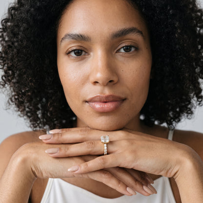 Alix Statement Pavé Asscher Diamond Engagement Ring in Rose Gold - model.jpg