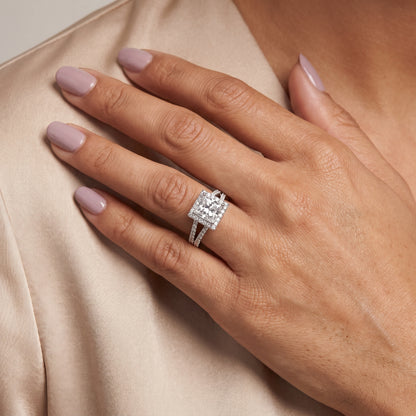 Kira Halo Split Shank Princess Diamond Engagement Ring in Platinum - model.jpg