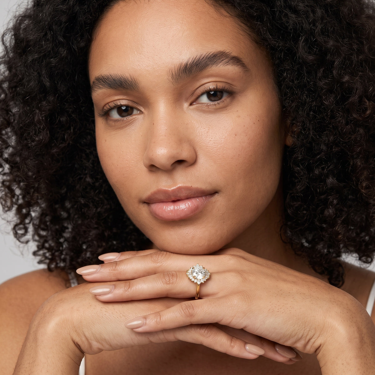 Marlow Ballerina Halo Round Diamond Engagement Ring in Silver - model.jpg