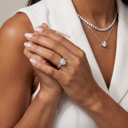 Sophie Halo Pavé Heart Diamond Ring in White Gold - model.jpg