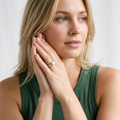 Lynn Statement Pavé Princess Diamond Engagement Ring in Platinum - model.jpg