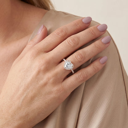 Sophie Halo Pavé Heart Diamond Ring in Rose Gold - model.jpg