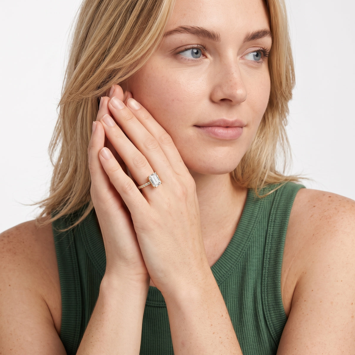 Brea Twist Pavé Emerald Diamond Engagement Ring in Platinum - model.jpg