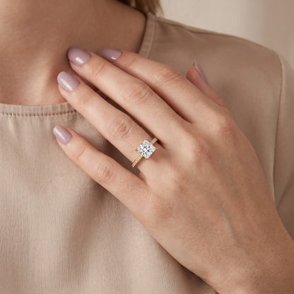 Naia Hidden Halo Princess Diamond Ring in Yellow Gold - model.jpg