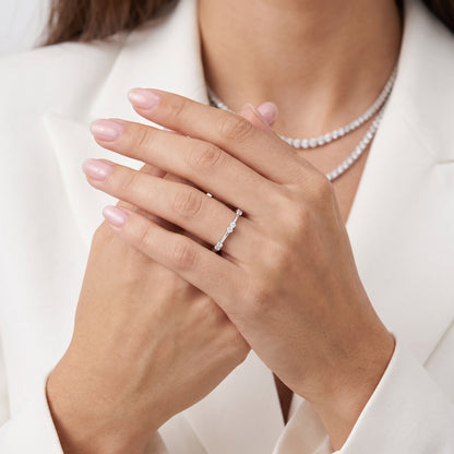 Penelope Claw Prong Round Diamond Wedding Band in Silver - model.jpg