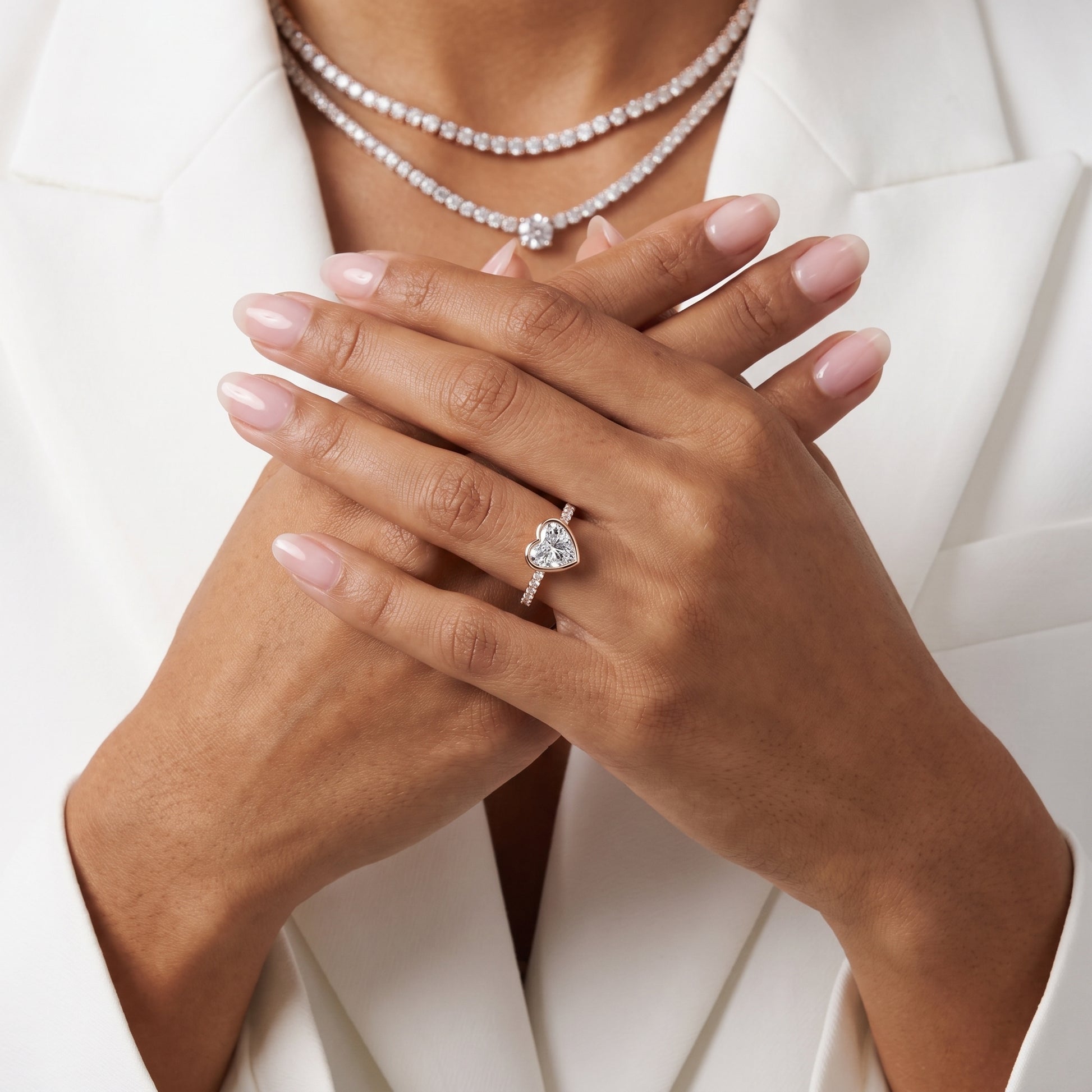 Cora Bezel Pavé Heart Diamond Ring in Rose Gold - model.jpg