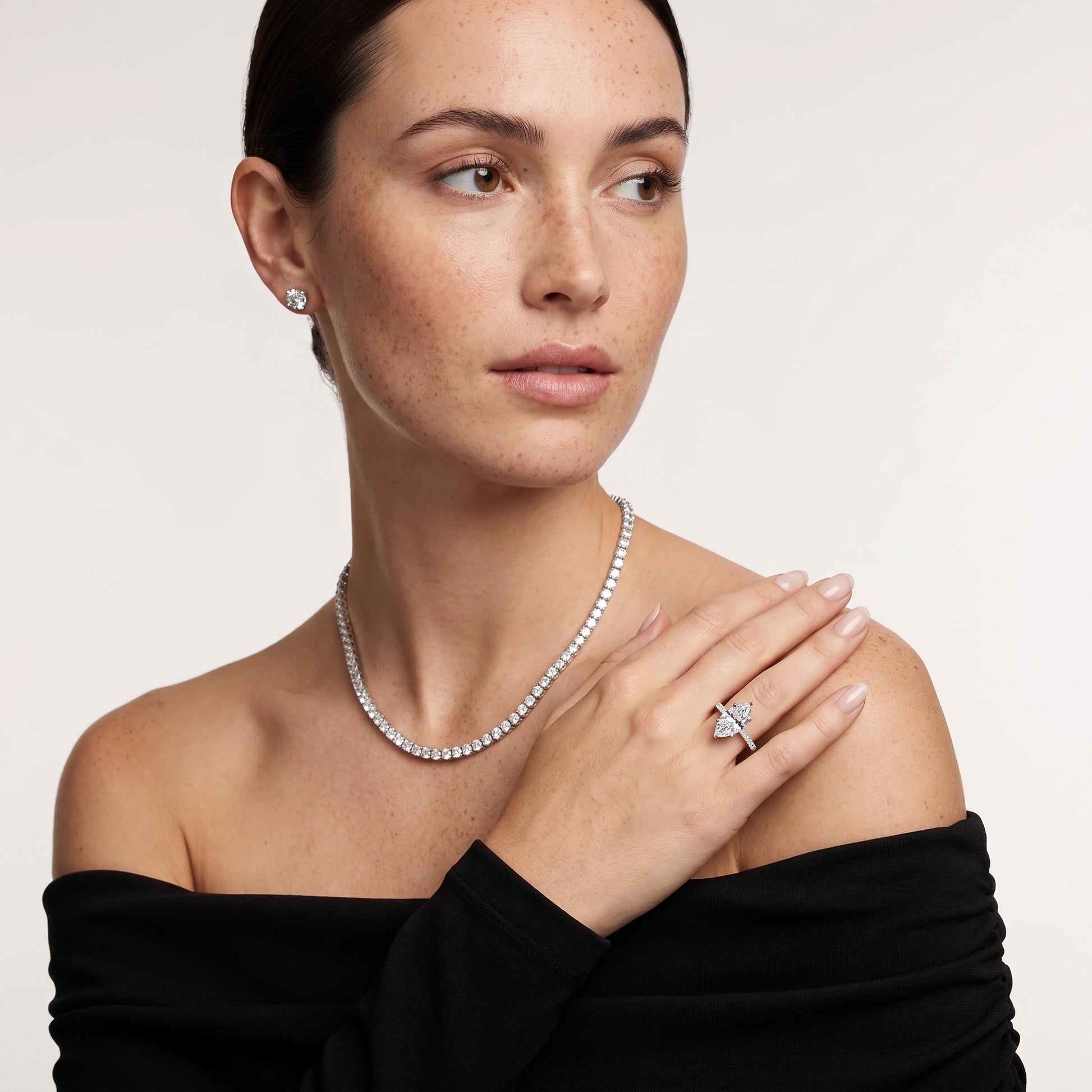 Aisha Pavé Solitaire Marquise Diamond Engagement Ring in Platinum - model.jpg