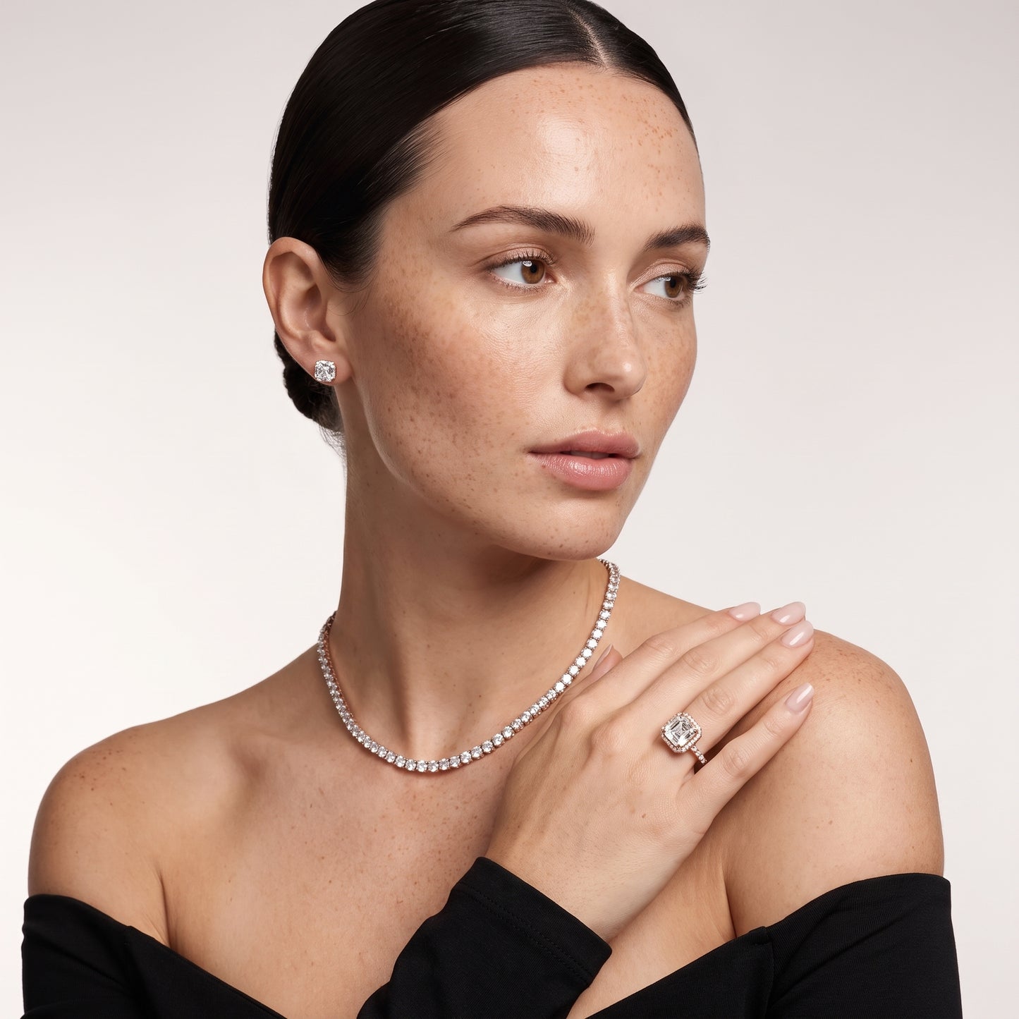 Bella Halo Pavé Asscher Diamond Engagement Ring in Rose Gold - model.jpg