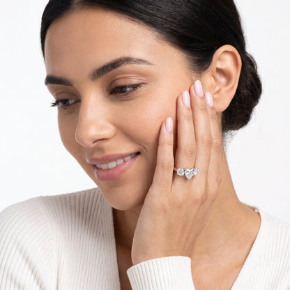 Esme Three-Stone Tapered Heart Diamond Ring in Silver - model.jpg