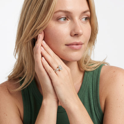 Sterling Statement Pavé Emerald Diamond Engagement Ring in White Gold - model.jpg