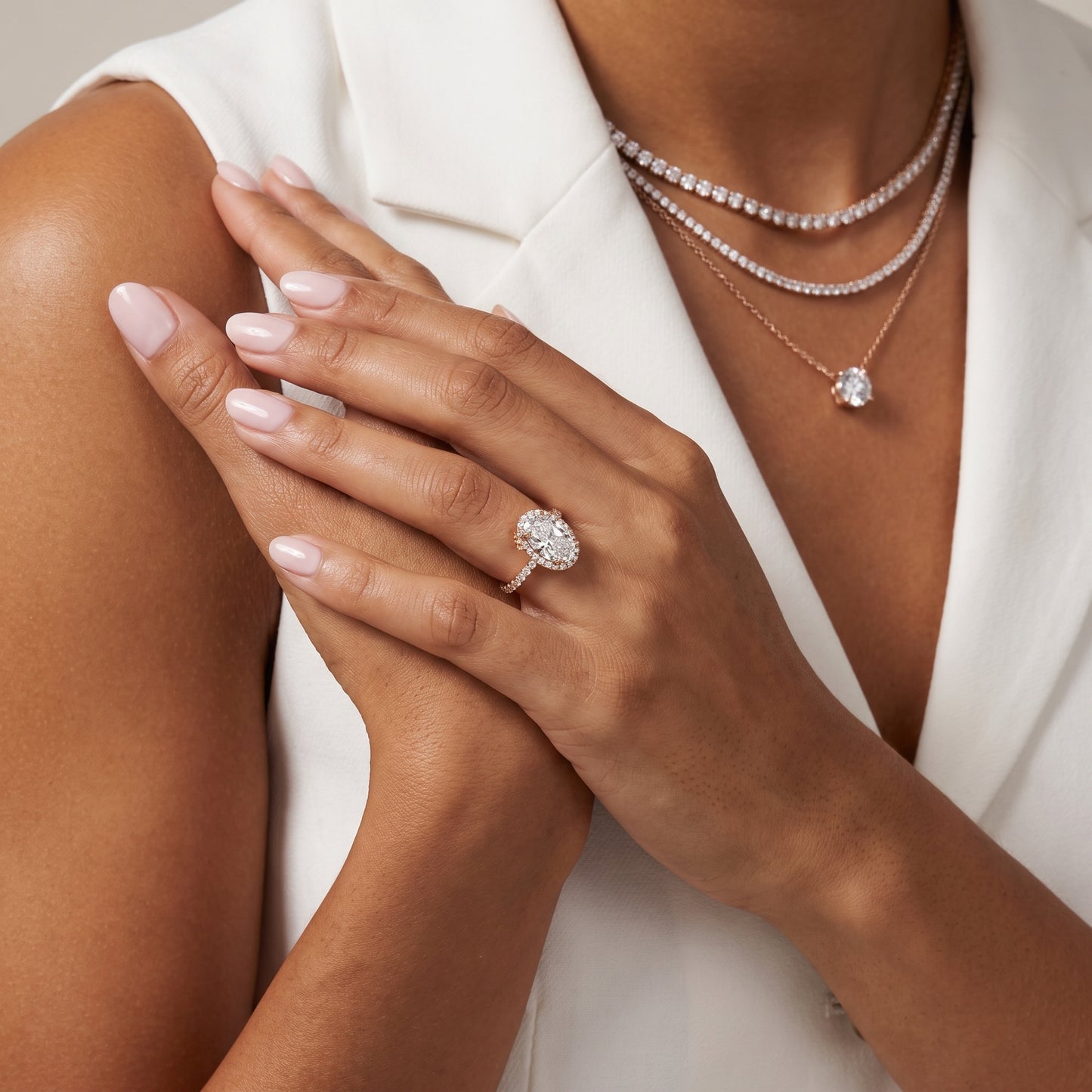 Chloe Halo Pavé Oval Diamond Ring in Rose Gold - model.jpg