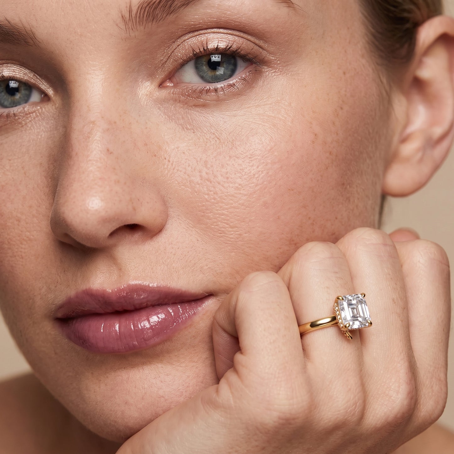 Mena Hidden Halo Asscher Diamond Engagement Ring in Yellow Gold - model.jpg