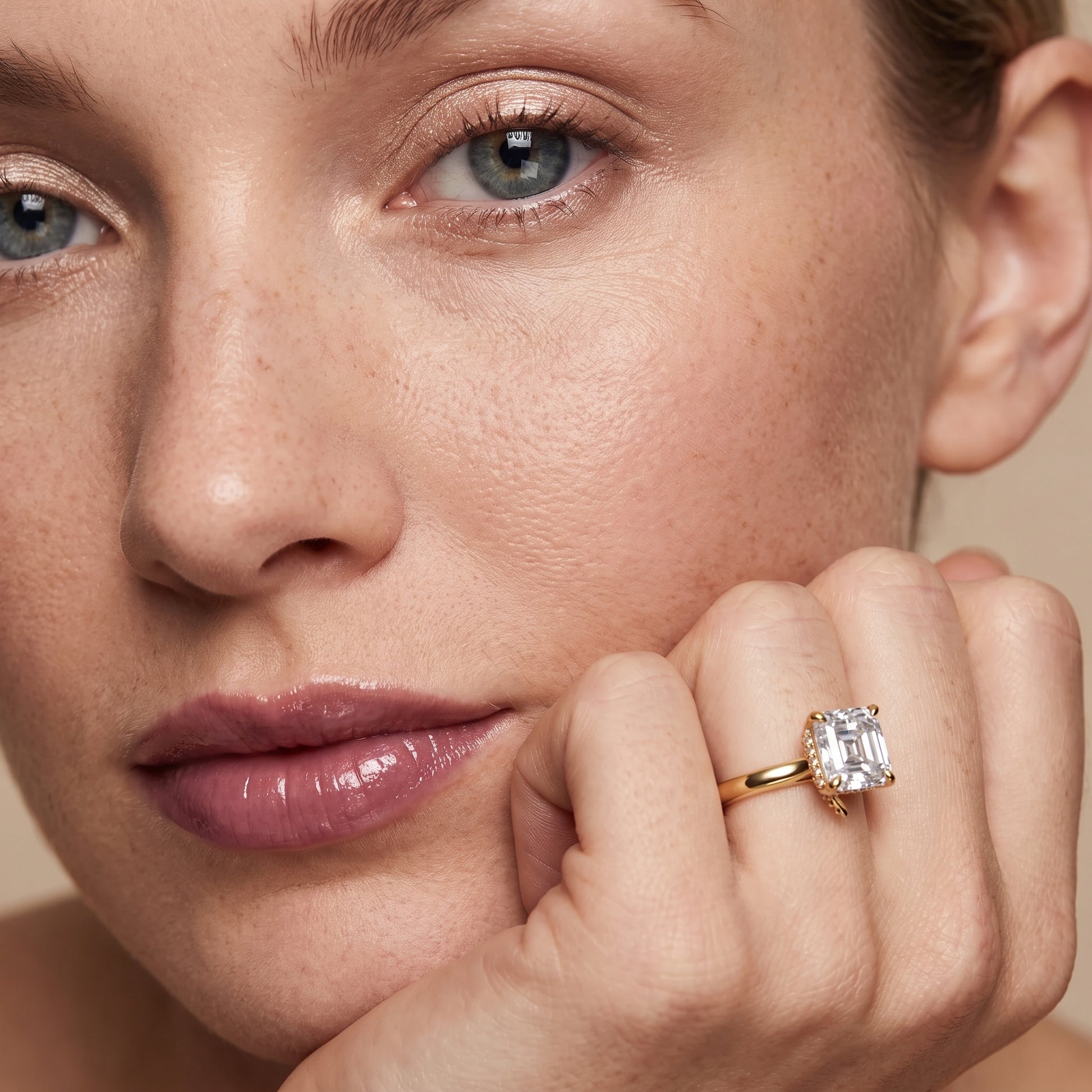 Mena Hidden Halo Asscher Diamond Engagement Ring in Yellow Gold - model.jpg
