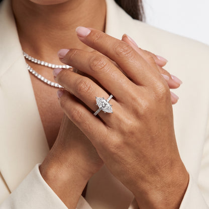 Maya Hidden Halo Pavé Marquise Diamond Engagement Ring in Silver - model.jpg