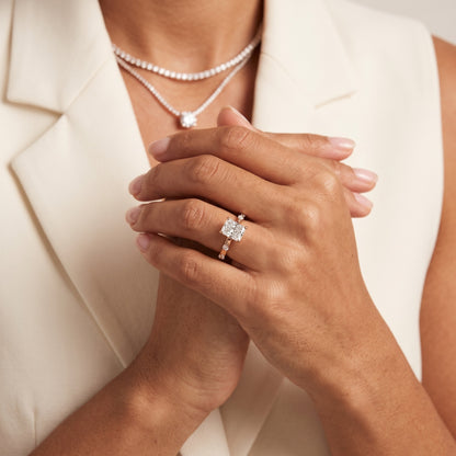 Elena Radiance Radiant Diamond Engagement Ring in Rose Gold - model.jpg