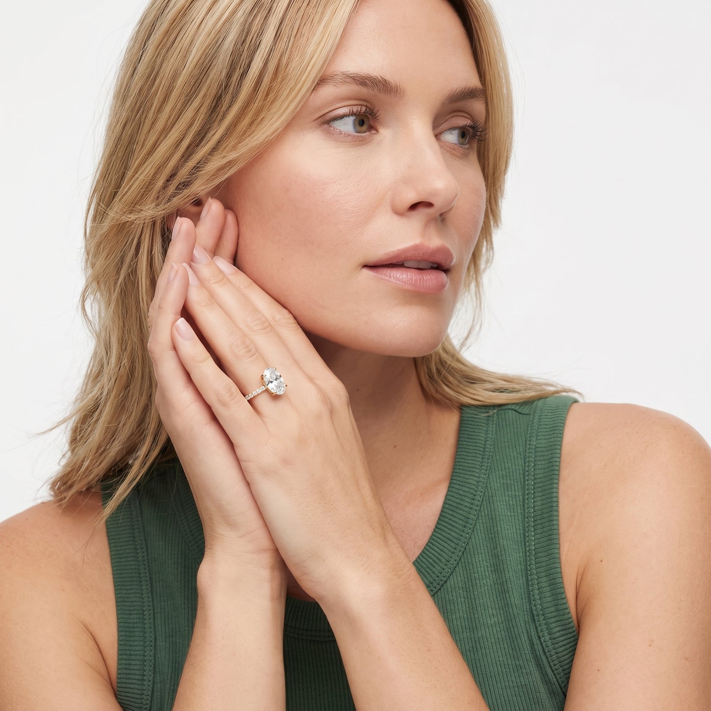 Maya Hidden Halo Pavé Oval Diamond Engagement Ring in Yellow Gold - model.jpg