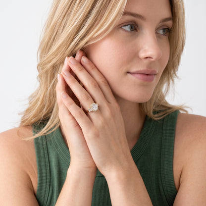 Antonia Baguette Halo Cushion Diamond Engagement Ring in Rose Gold - model.jpg