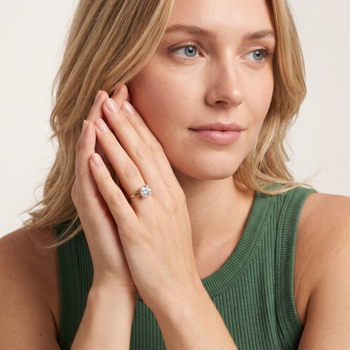 Miriam Basket Solitaire Cushion Diamond Engagement Ring in Rose Gold - model.jpg