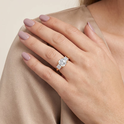 Sienna Three-Stone Asscher Diamond Ring in Yellow Gold - model.jpg