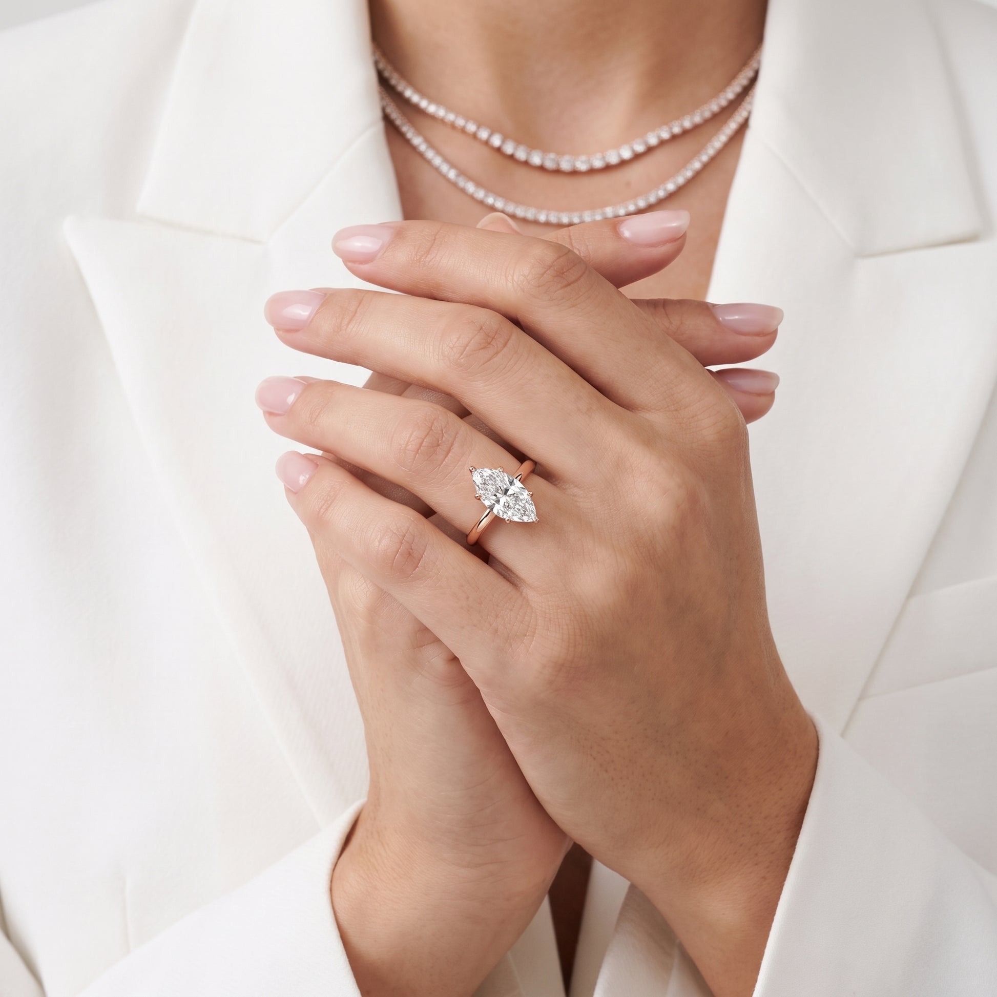 Mena Hidden Halo Marquise Diamond Engagement Ring in Rose Gold - model.jpg