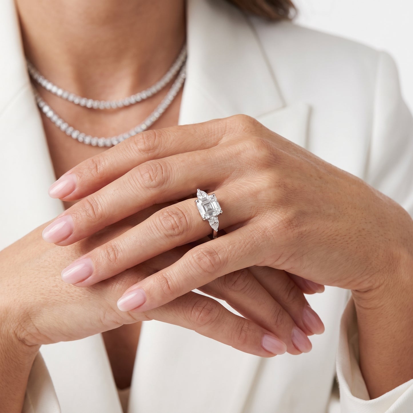 Faye Three-Stone Trellis Asscher Diamond Ring in Platinum - model.jpg